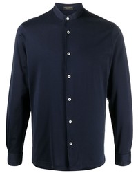 Chemise à manches longues bleu marine Dell'oglio