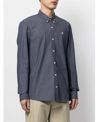 Chemise à manches longues bleu marine MAISON KITSUNÉ