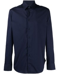 Chemise à manches longues bleu marine Emporio Armani