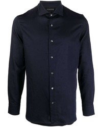 Chemise à manches longues bleu marine Emporio Armani