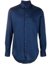 Chemise à manches longues bleu marine Giorgio Armani