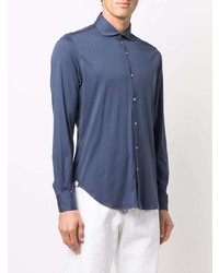 Chemise à manches longues bleu marine Loro Piana