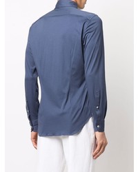 Chemise à manches longues bleu marine Loro Piana