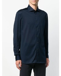 Chemise à manches longues bleu marine Corneliani