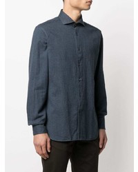 Chemise à manches longues bleu marine Corneliani