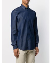 Chemise à manches longues bleu marine Corneliani