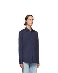 Chemise à manches longues bleu marine Prada