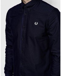 Chemise à manches longues bleu marine Fred Perry