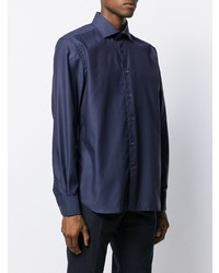 Chemise à manches longues bleu marine Corneliani