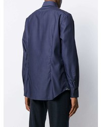 Chemise à manches longues bleu marine Corneliani