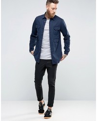 Chemise à manches longues bleu marine Asos