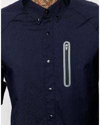 Chemise à manches longues bleu marine Asos