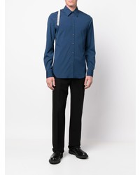 Chemise à manches longues bleu marine Alexander McQueen