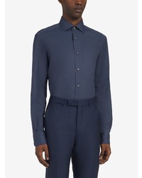 Chemise à manches longues bleu marine Ermenegildo Zegna