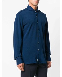 Chemise à manches longues bleu marine Canali