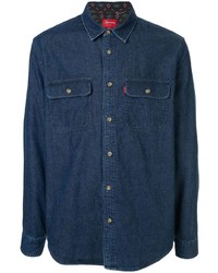 Chemise à manches longues bleu marine Supreme