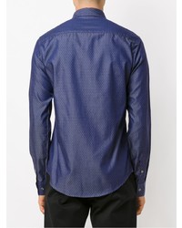 Chemise à manches longues bleu marine Emporio Armani