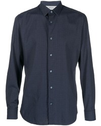 Chemise à manches longues bleu marine Z Zegna