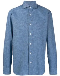 Chemise à manches longues bleue Barba