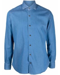 Chemise à manches longues bleue Barba