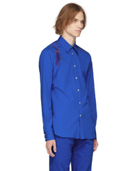 Chemise à manches longues bleue Alexander McQueen