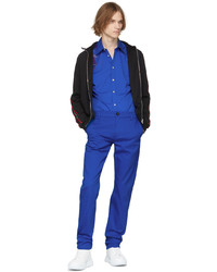 Chemise à manches longues bleue Alexander McQueen