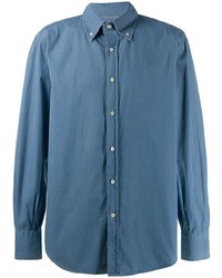 Chemise à manches longues bleue Brunello Cucinelli