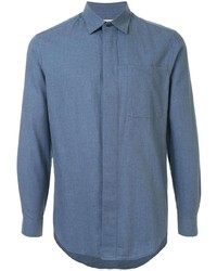 Chemise à manches longues bleue Cerruti 1881