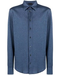 Chemise à manches longues bleue Emporio Armani
