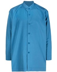 Chemise à manches longues bleue Homme Plissé Issey Miyake