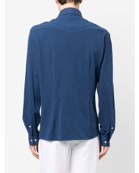 Chemise à manches longues bleue Brunello Cucinelli
