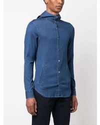 Chemise à manches longues bleue Kiton
