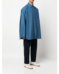 Chemise à manches longues bleue Raf Simons