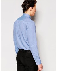 Chemise à manches longues bleue Peter Werth