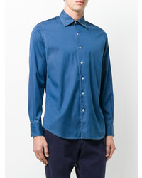 Chemise à manches longues bleue Canali