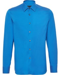 Chemise à manches longues bleue Prada
