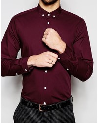 Chemise à manches longues bordeaux Asos