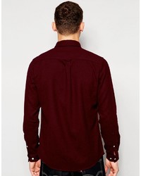 Chemise à manches longues bordeaux Asos