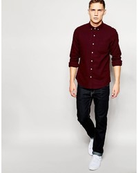 Chemise à manches longues bordeaux Asos