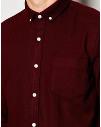 Chemise à manches longues bordeaux Asos