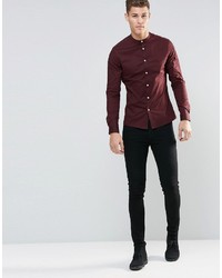 Chemise à manches longues bordeaux Asos