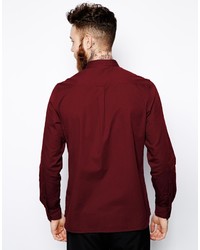 Chemise à manches longues bordeaux Asos