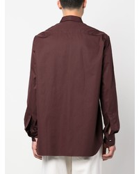 Chemise à manches longues bordeaux Jil Sander