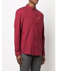 Chemise à manches longues bordeaux Tommy Jeans