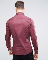 Chemise à manches longues bordeaux Asos