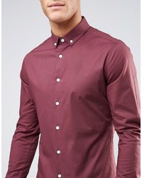 Chemise à manches longues bordeaux Asos