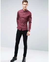 Chemise à manches longues bordeaux Asos