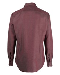 Chemise à manches longues bordeaux Corneliani