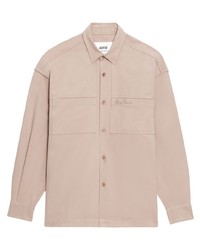 Chemise à manches longues brodée beige Ami Paris