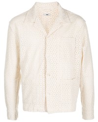 Chemise à manches longues brodée beige Bode